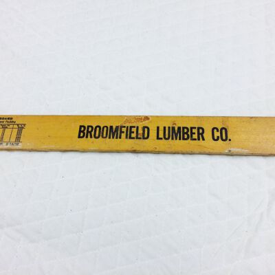 Close up of Broomfield Lumber Company name.