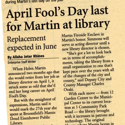 April Fool's Day last for Martin at library
