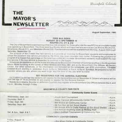 The Mayor's Newsletter August-September 1980