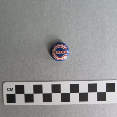 Front of Red Legs pin.: Origsize: 0.75" (diam); Origformat: Artifact