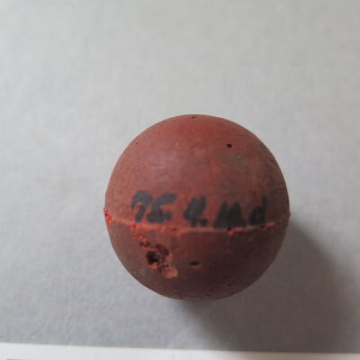 Number on rubber ball.: Origsize: 4.5" (circum); Origformat: Artifact