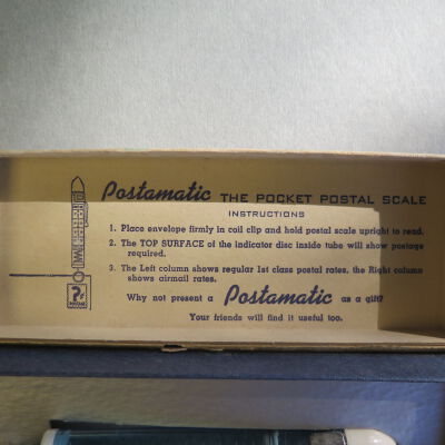 Text inside box containing postal scale.: Origsize: 5.25" (w) x 2" (l); Origformat: Artifact