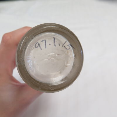 Number on bottle of bottle.: Origsize: 8.25" (h) x 2.25" (d; Origformat: Artifact