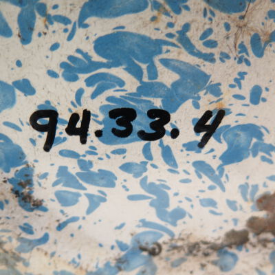 Number detail on pan: Origsize: 3.5" (h) x 9.5" (dia; Origformat: Artifact