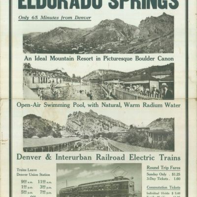 Poster for Denver & Interurban Railroad Trips to Eldorado Springs