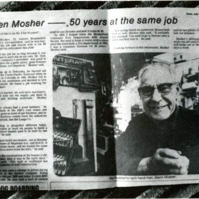 Broomfield Sentinel article on Glen Mosher, 1976: Origsize: 3.5" x 5"; Origformat: Print-Photographic; Resolution: 1000dpi