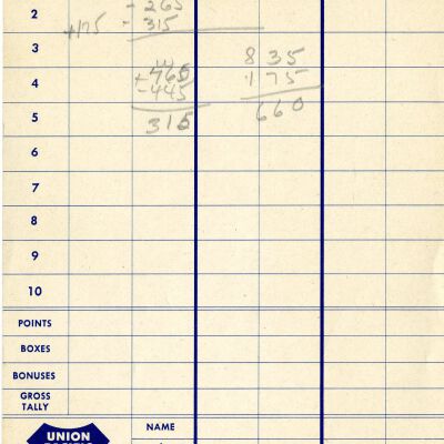 Gin Rummy Scoresheet Pad from the Union Pacific Railroad