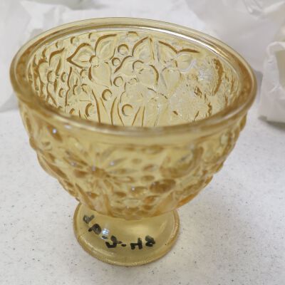 Side of candy dish: Origsize: 3.75" (h) x 7" (dia); Origformat: Artifact