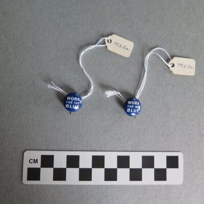 Front of Work for the Blue pins.: Origsize: 0.75" (diam); Origformat: Artifact