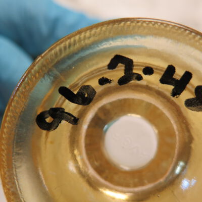 Number on bottom of candy dish: Origsize: 3.75" (h) x 7" (dia); Origformat: Artifact