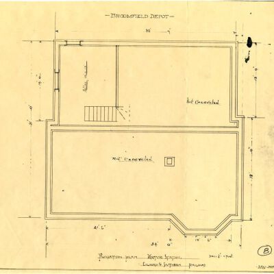 Copy of whiteprint for Broomfield train depot, 1909: Origsize: 12" x 12.5"; Origformat: Paper; Resolution: 400dpi