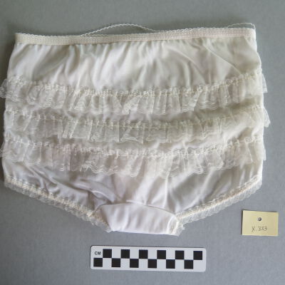 Back of panties: Origsize: 9" (w) x 10" (l); Origformat: Artifact