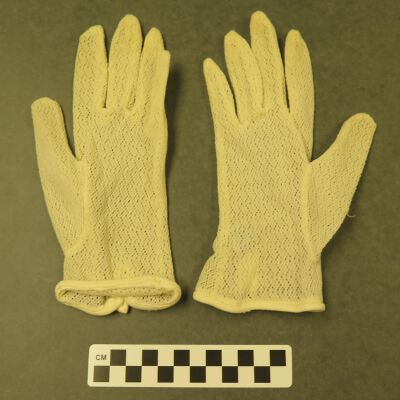Front of gloves.: Origsize: 3.5" (w) x 8" (l); Origformat: Artifact
