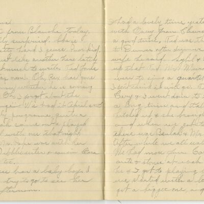 -Scanned as 300dpi jpeg by Tom Peyton as an access copy, 08/11/2015.  Cropped around edges by Tom Peyton, 8/16/2015 and named "Page 12 - 13 300 dpi c"
-File renamed and uploaded to PastPerfect by Kevin Smith,08/03/2016
