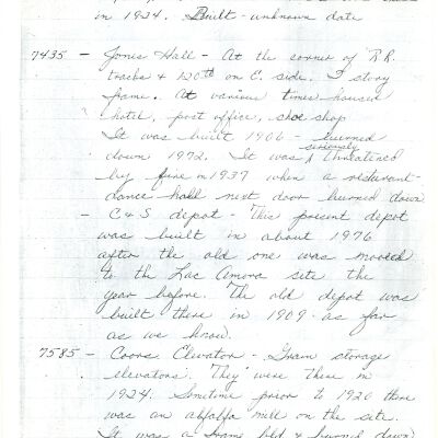 Research notes on houses in "Old Broomfield," 1979: Origsize: 8.5" x 14"; Origformat: Other; Resolution: 300dpi