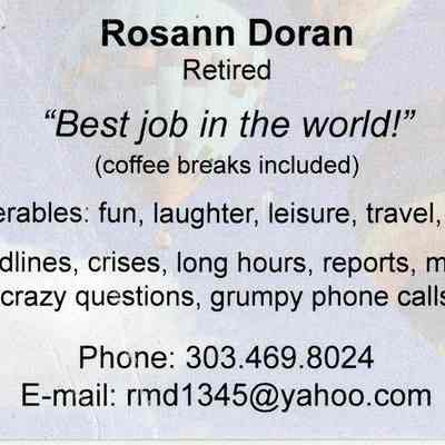 Business Card for Rosann Doran "Retired"