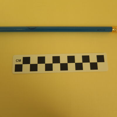 Side of pencil.: Origsize: 0.25" (w) x 7.75" (l; Origformat: Artifact