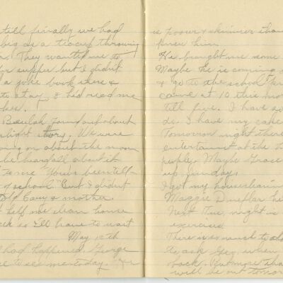 -Scanned as 300dpi jpeg by Tom Peyton as an access copy, 08/11/2015.  Cropped around edges by Tom Peyton, 8/16/2015 and named "Page 14 - 15 300 dpi c"
-File renamed and uploaded to PastPerfect by Kevin Smith,08/03/2016
