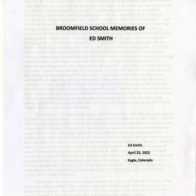 Broomfield School Memories by Ed Smith