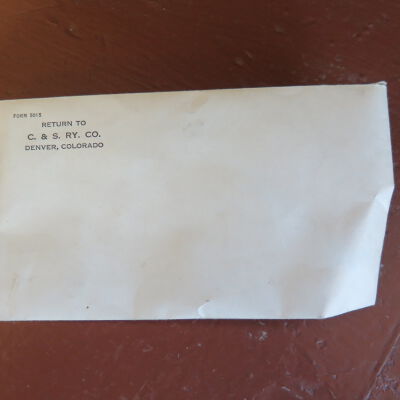 Colorado and Southern Railroad Envelope