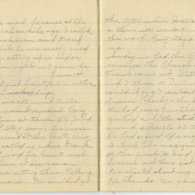 -Scanned as 300dpi jpeg by Tom Peyton as an access copy, 08/11/2015.  Cropped around edges by Tom Peyton, 8/18/2015 and named "Page 18 - 19 300 dpi c"
-File renamed and uploaded to PastPerfect by Kevin Smith,08/03/2016
