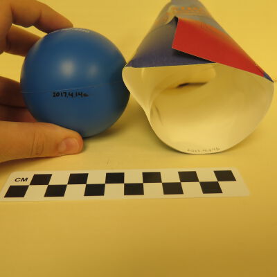 Numbers on ball and package.: Origsize: 4.25" (h) x 3" (w); Origformat: Artifact