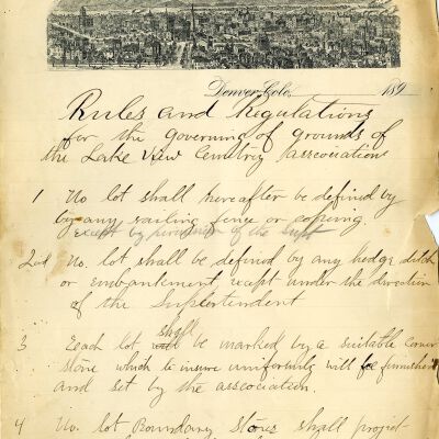 Rules and Regulations for the Governing of Grounds of the Lake View Cemetery Association