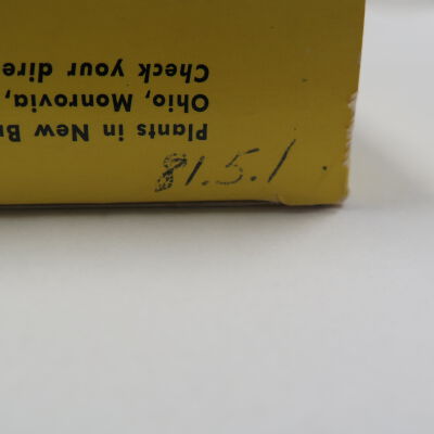 Number detail on box: Origsize: 4" (h) x 4" (w) x 1"; Origformat: Artifact