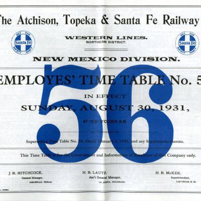 Atchison, Topeka, and Santa Fe employee timetable reproduction, 1989: Origsize: 10.5" x 14" unfolded; Origformat: Book; Resolution: 300dpi