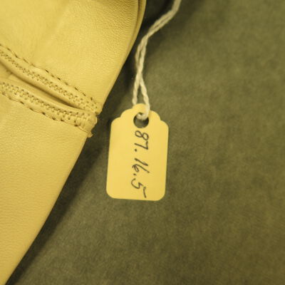 Close up of number on gloves.: Origsize: 4" (w) x 6" (l); Origformat: Artifact