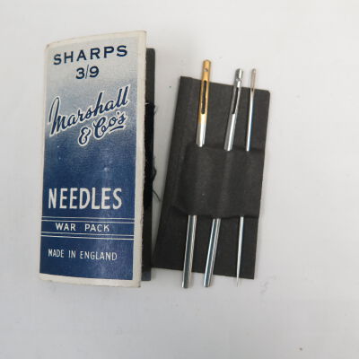 Needles inside sewing kit.: Origformat: Artifact