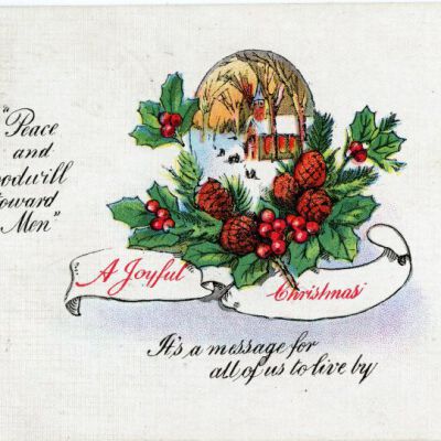 "A Joyful Christmas" postcard, front, 1927: Origsize: 3.5" x 5.5"; Origformat: Postcard; Resolution: 925dpi