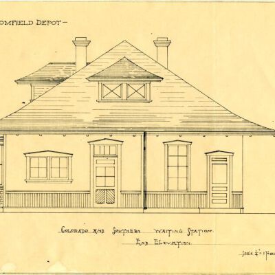 Copy of whiteprint for the Broomfield train depot, 1909: Origsize: 9" x 12"; Origformat: Paper; Resolution: 500dpi