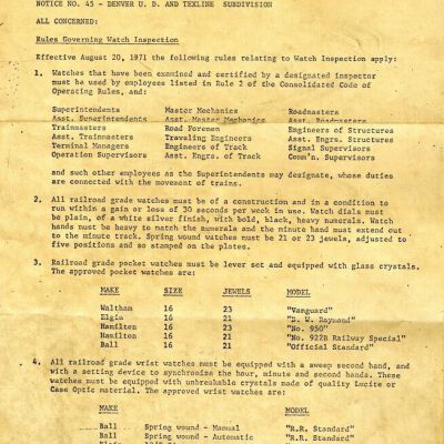 C&S rules governing watch inspection, 1971: Origsize: 8.5" x 11"; Origformat: Paper; Resolution: 300dpi
