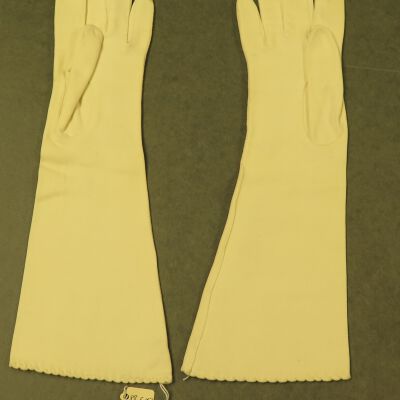 Front of gloves.: Origsize: 4.5" (w) x 13.5" (l); Origformat: Artifact