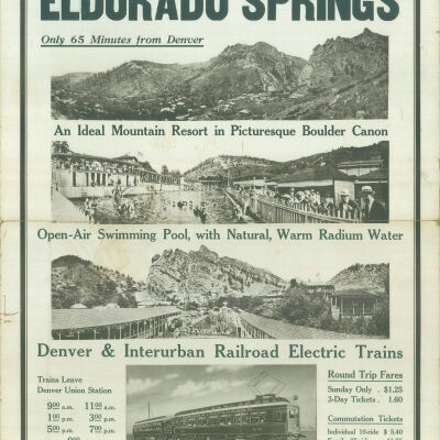 Poster for Denver & Interurban Railroad Trips to Eldorado Springs