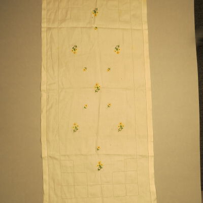 White Furniture Scarf with Embroidered Flowers