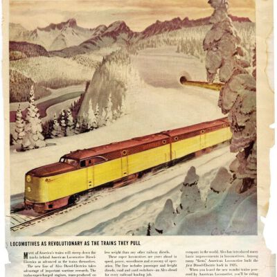 Page of Unidentified Magazine Showing Alco Diesel-Electric Train, 1946: Origsize: 10" x 13"; Origformat: Paper