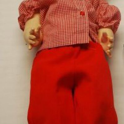 Front of doll: Origsize: 24" (h) x 8"(w) x 5.; Origformat: Artifact
