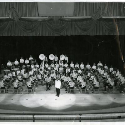 Broomfield Junior High concert band, circa 1968-1969: Origsize: 8" x 10"; Origformat: Print-Photographic; Resolution: 500dpi
