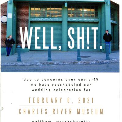 Rescheduled wedding announcement for February 6, 2021