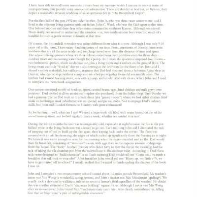 Bert Ward's Reminiscences page 2: Copyright: Broomfield Depot Museum; Origsize: 8 1/2" x 11"; Origformat: Other