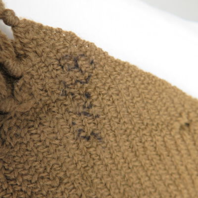 Close up of number on scarf.: Origsize: 10" (w) x 46" (l); Origformat: Artifact