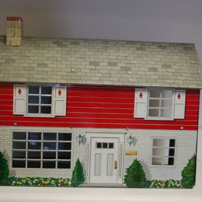 Outside of dollhouse: Origsize: 16" (h) x 18.5" (w); Origformat: Artifact
