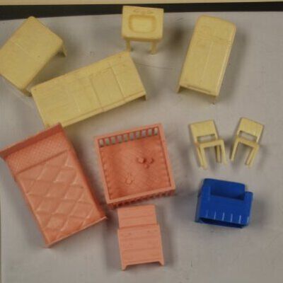 Furniture in dollhouse: Origsize: 16" (h) x 18.5" (w); Origformat: Artifact