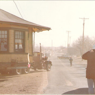 Broomfield Depot on Flatbed Truck Pulling onto a Road