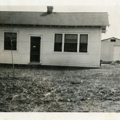 Honey House at original location on Crawford farm, circa 1920: Origsize: 3.5" x 5.75"; Origformat: Print-Photographic; Resolution: 900dpi