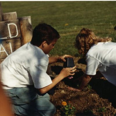 Kids Planting at the Broomfield Depot Museum, 1988: Origsize: 3.5" x 5"; Origformat: Print-Photographic; Resolution: 1000dpi