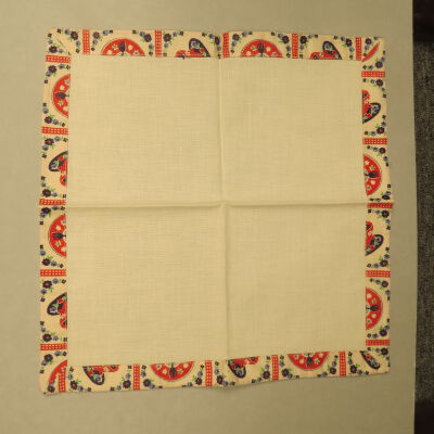 Red Fabric Trim Tablecloth and Napkins