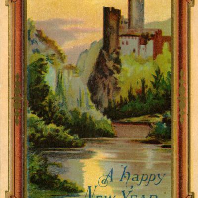 "A Happy New Year" postcard, front, 1913: Origsize: 3.5" x 5.5"; Origformat: Postcard; Resolution: 925dpi